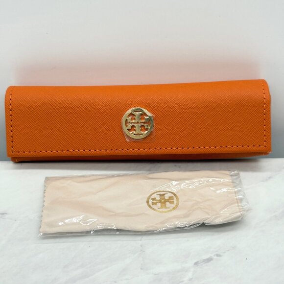 Tori Burch Orange Semi Hard Small Magnetic Flip Top Sunglasses Case - Picture 1 of 6